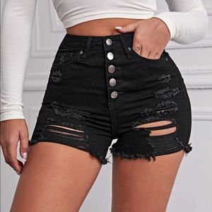 Black ripped jeans shorts